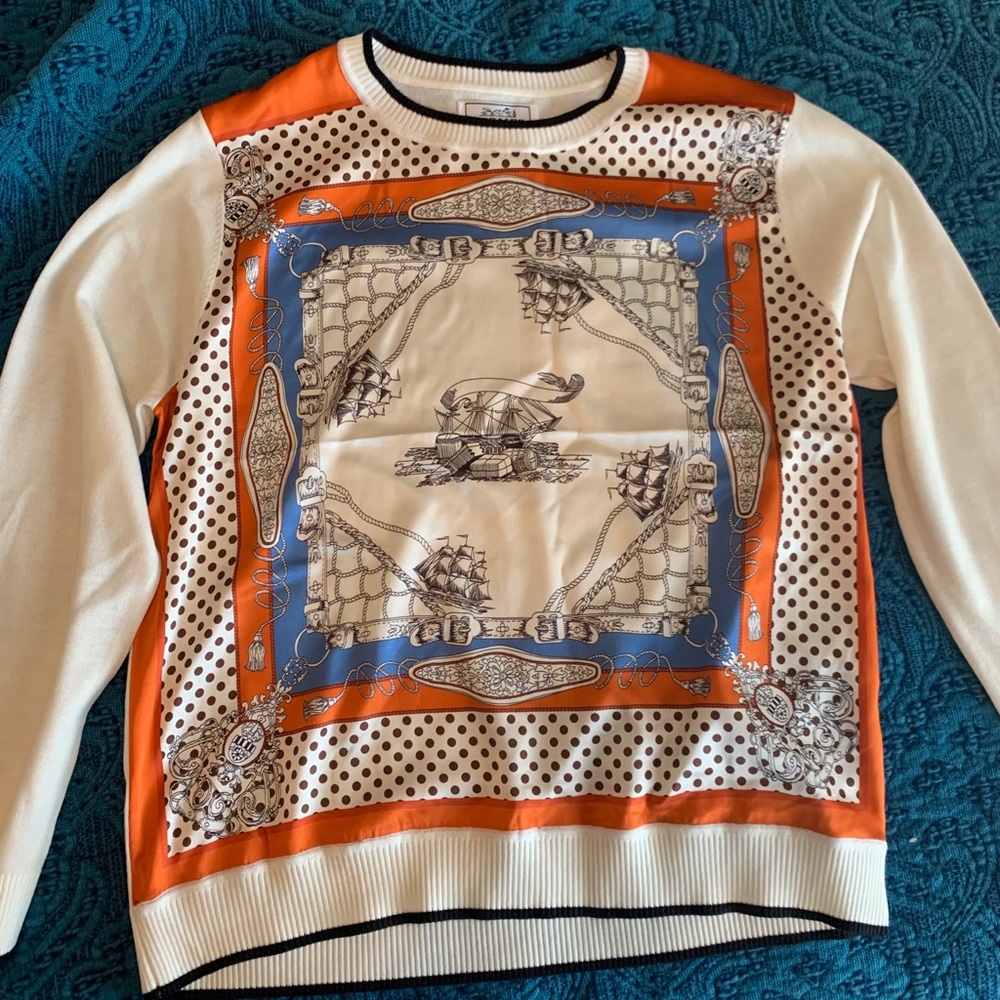 Hermès silk long sleeve blouse